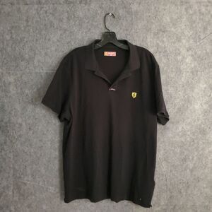Scuderia Ferrari Polo Shirt Mens Black 2XL XXL Sports F1 Racing Solid Cotton Car